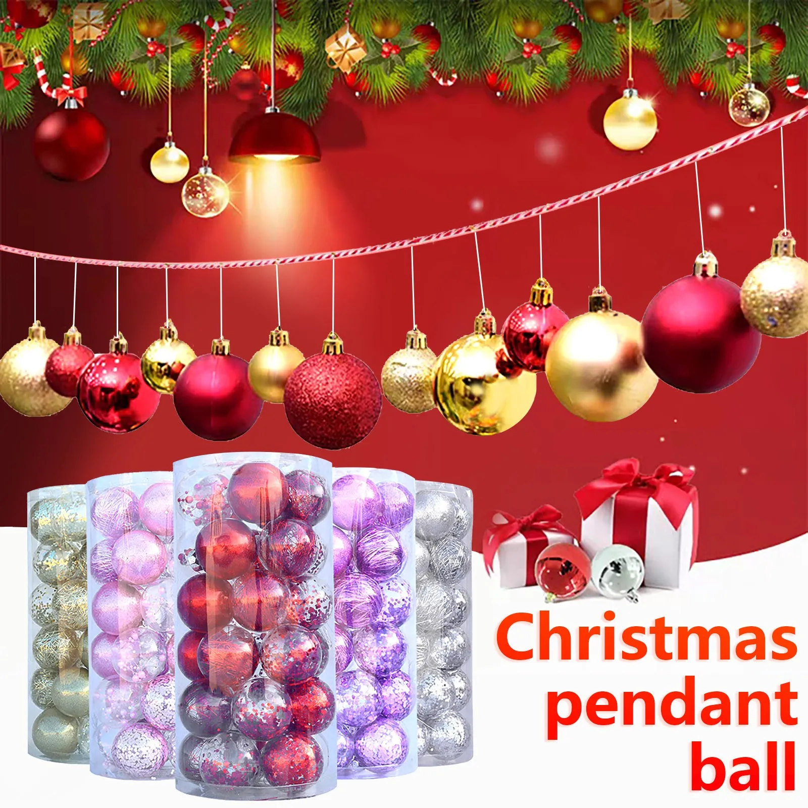 1-48X 3cm Christmas Tree Xmas Ball Baubles Hanging Party Ornament Wedding Decor 