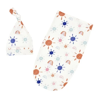 

Sleep Sack Bedding Photography Prop Baby Swaddle Blanket Set Toddlers With Cap For Newborn Wrap Printed Gift Accessories
