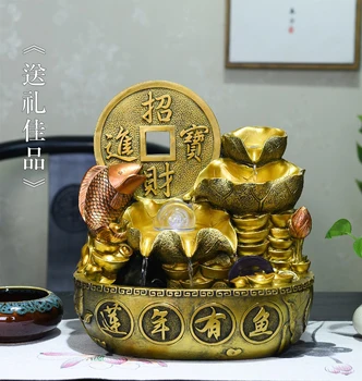 

2020 Home Shop Company Bring wealth Good Luck Money Drawing money Fortune gold fish JU BAO PEN FENG SHUI Decorative art statue