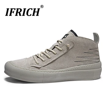 

Original High Top Men Casual Shoes Wearable Men Rubber Soles Casual Shoe Flat Leather Casual Sneakers Designer Youth Casual Shoe