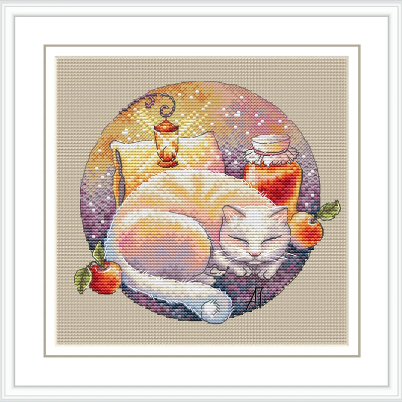 Sleeping cat good night dream white cat kitty
