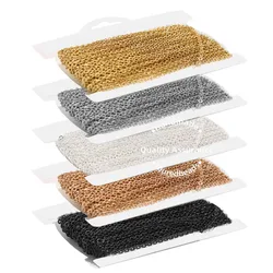 10 Meters Gold Stainless Steel Flat Cable Chain 1.5mm 2mm Rolo Link Chains Bulk DIY Jewelry Making