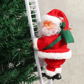 

1 Pc Electric Climbing Ladder Santa Claus Christmas Figurine Ornament Gifts With Music,A Great Decoration for Your Home