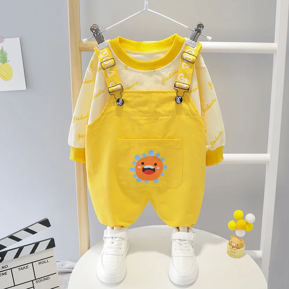 

Boys Boys Clothes Sets Letter Printed Top + Overalls 2Pcs Baby Boy Outfit Infant Clothing Set Kids Suits for 1-4 Years Costume
