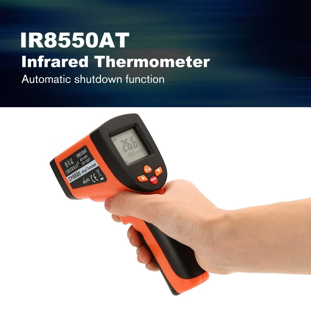 IR8550AT лазерный lcd цифровой ИК инфракрасный термометр измеритель температуры пистолет точка-50~ 550 градусов Бесконтактный термометр