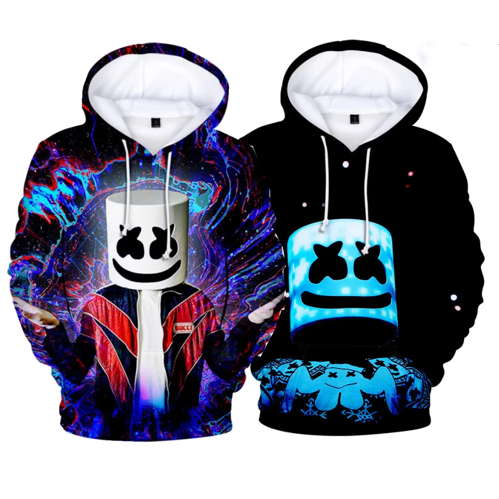 DJ Marshmello 3D Boys Kids Hooded Tops Casual Hoodie Sweatshirt Jumper Costume
