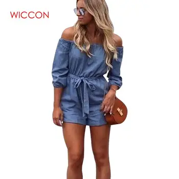 

Women Clothing 2020 Newest Brand Women Roupas Femininas Waistband Fashion Solid Strapless Short Jeans Trousers Casual Jumpsuit