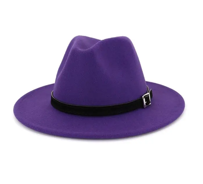 Бренд зима-осень Имитация шерсти Для женщин Для мужчин женские фетровые Топ В Стиле Джаз одежда в европейском и американском стиле круглые шапки котелок Шапки M227 - Цвет: Purple