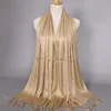 2024 Luxury Brand Women Gold Cotton Solid Color Muslim Head Scarf Shawls and Wraps Glitter Pashmina Bandana Female Foulard Hijab 1