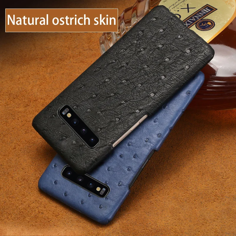 

Phone Cases For Samsung Galaxy S6 S7 S8 S9 S10 Plus Real Ostrich Skin Case For Note 8 9 A5 A7 A8 2018 J3 J5 J7 2017 case