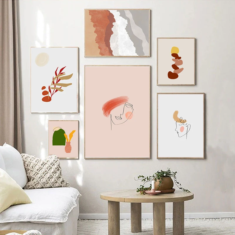 

Abstract Plant Face Wall Art Morandi Canvas Painting Nordic Posters And Prints Wall Pictures For Living Room Printing Home Decor