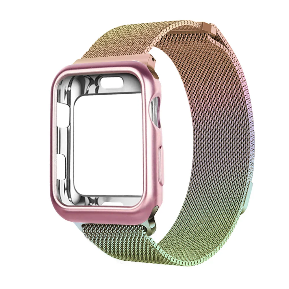 Mosaic gold Миланский ремешок+ чехол для 38 мм 42 мм apple iwatch series 3 2 1 ремешок 40 мм 44 мм для apple watch 4 pulseira аксессуары для браслетов - Цвет ремешка: Mosaic gold