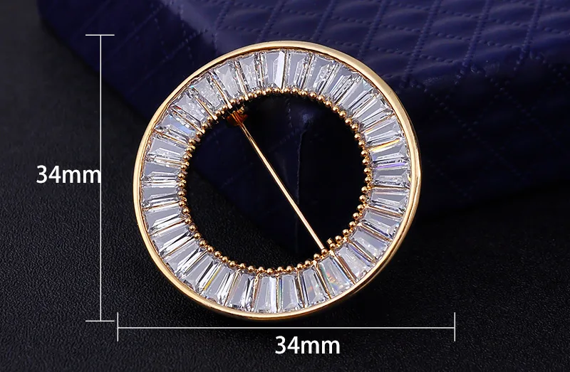 Простые полые круглые броши на булавке, прозрачная кристаллическая Брошь для женщин, свадебные украшения, элегантная булавка, значки, броши высокого качества