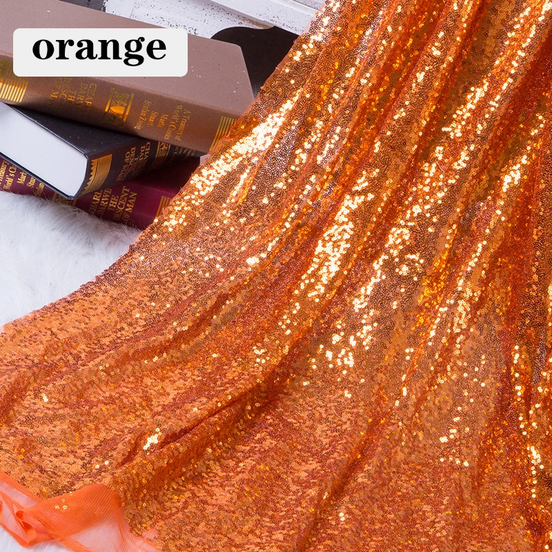130x50 см DIY 3 мм блестки ткань блестящие золотые серебряные блестки ткань для одежды сценические вечерние свадебные украшения для дома - Цвет: orange