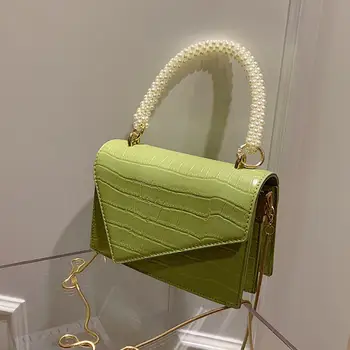 

Crocodile pattern Pearl Portable Tote bag 2020 New High-quality PU Leather Women's Designer Handbag Chain Shoulder Messenger Bag