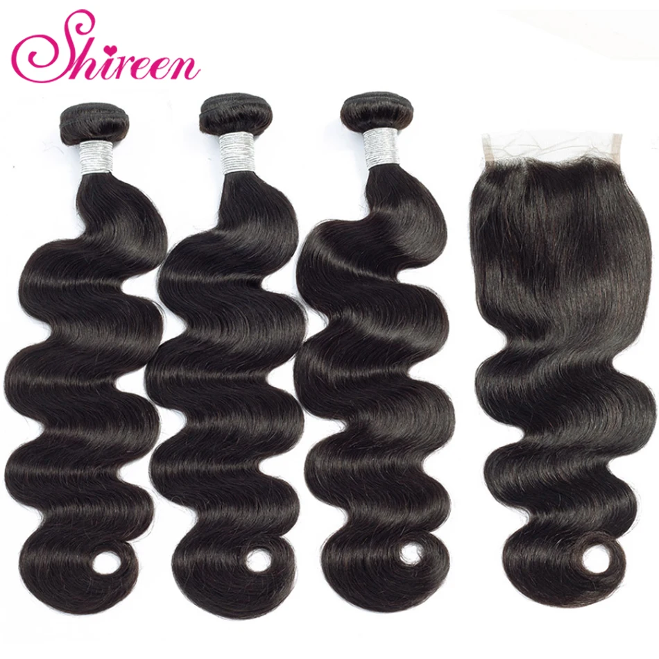 

Brazilian Hair Weave Bundles With Closure 5PCS/LOT Bodywave 4 Bundels With Closure 4*4 Free Part Remy Human Hair avec closure
