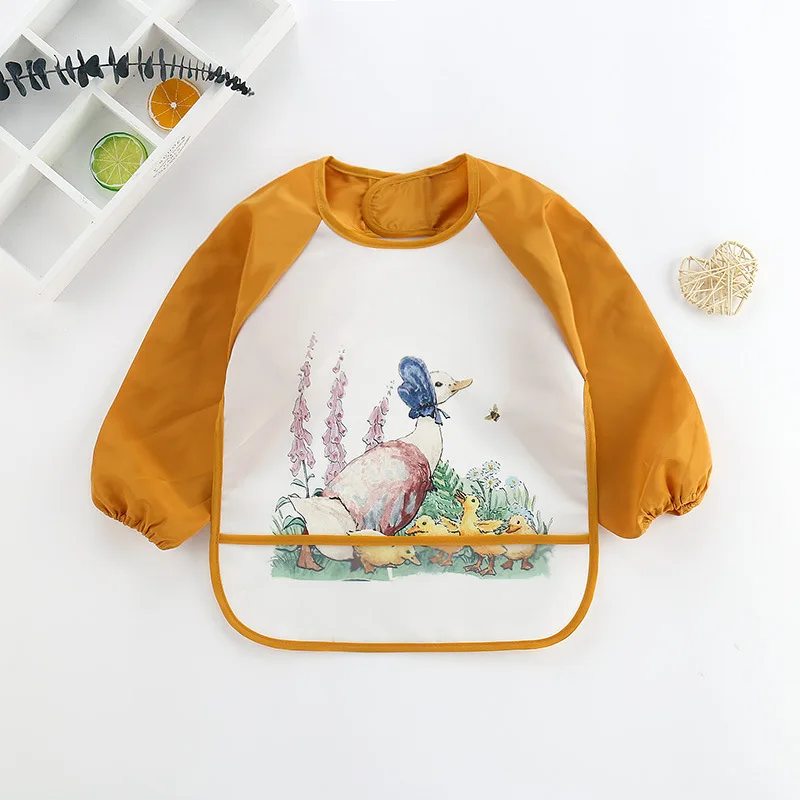 Cute Baby Bibs Toddler Baberos Bavoir Waterproof Long Sleeve Apron Cartoon Animals Children Feeding Smock Bib Baby Stuff 0-3Y baby headband