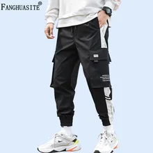 Осенние мужские повседневные штаны, высокое качество, полиэстер, хип-хоп, спортивные штаны, много карманов, с принтом, Модные свободные брюки карго для мужчин A1005