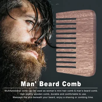 

Men's Beard Hair Comb Wooden Mustache Comb Male Facial Hair Comb Anti-static Male's Pocket Comb Barber Hair Salon or Home Use