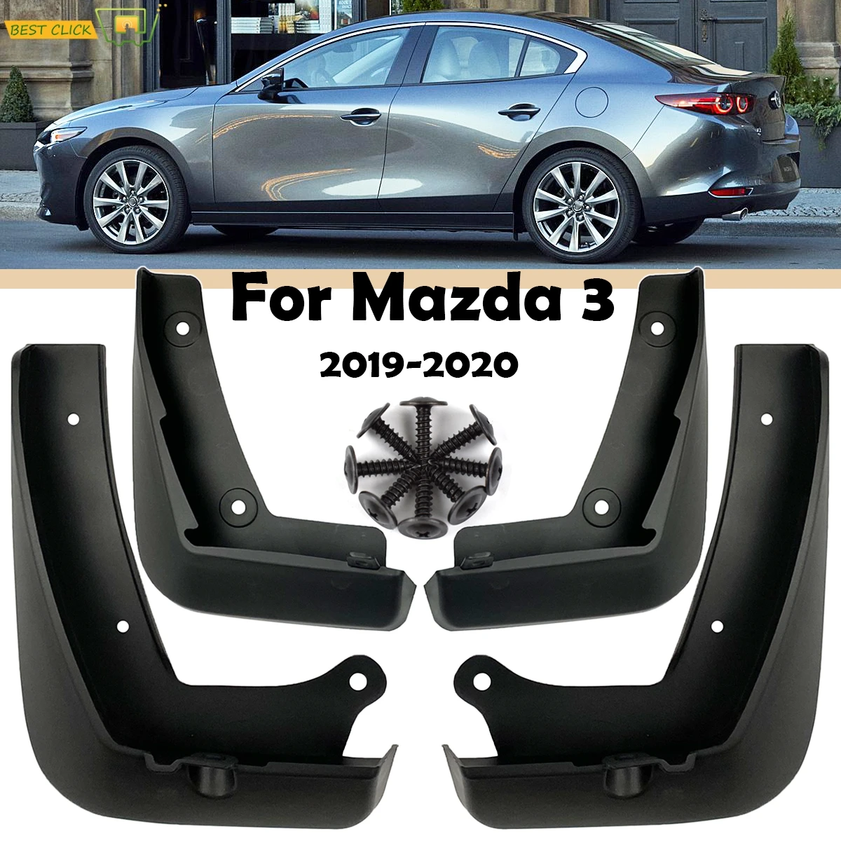 XUKEY Set Mud Flaps For Mazda3 M3 4-Door Mazda 3 2014-17 Splash Guards