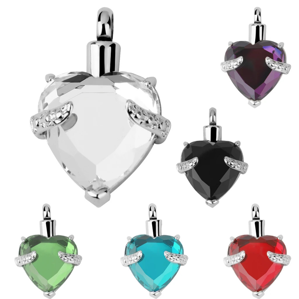 Crystal Rhinestone Heart Cremation Jewellery Ashes Urn Pendant Keepsake Necklace Stainless Steel