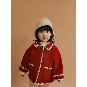 

Children Korean tide style girls coat baby winter clothes thickened warmth woolen Outerwear