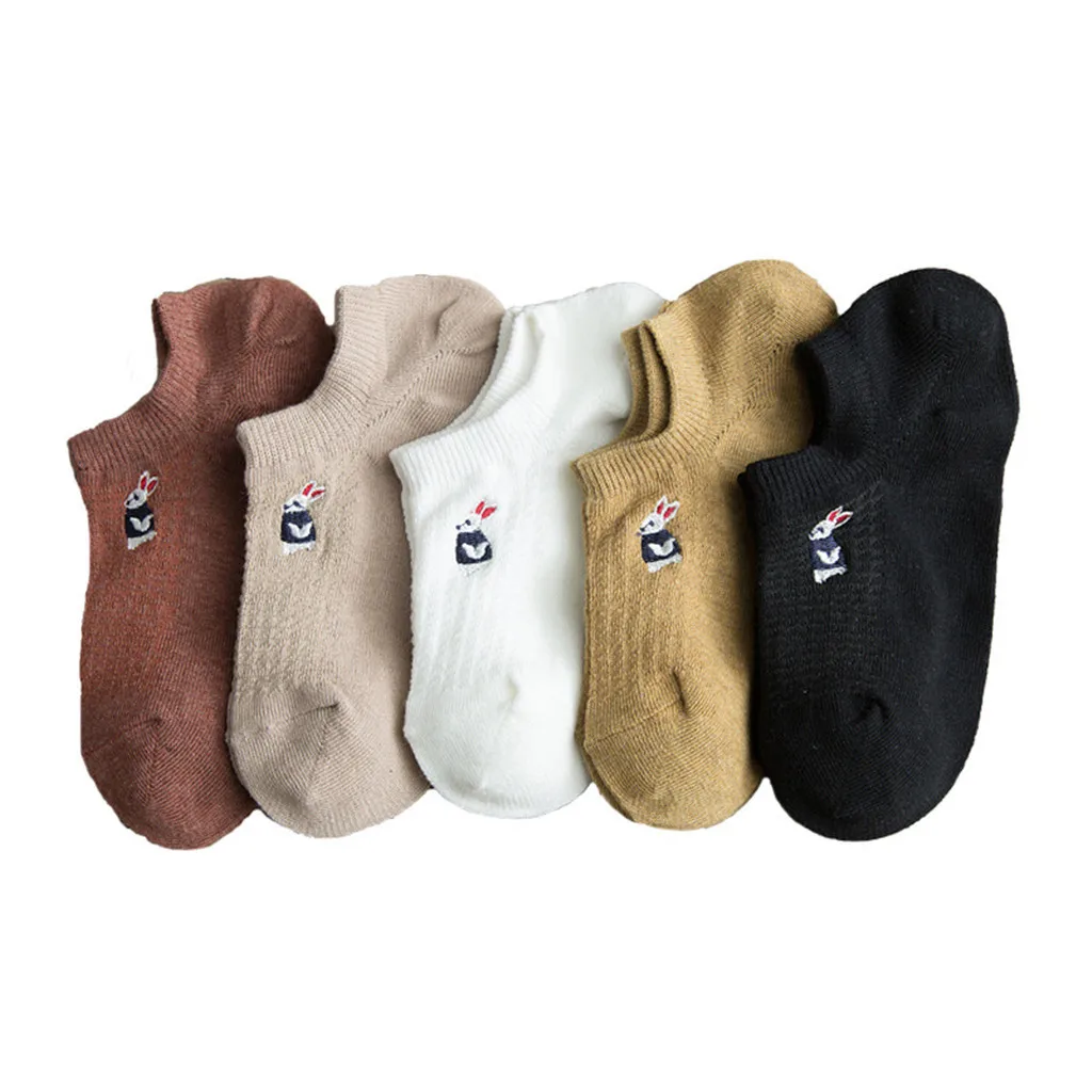

Spring Embroidery Short Tube Socks Female Breathable Boat Socks Ankle Funny Socks Women Cotton Summer Candy Color