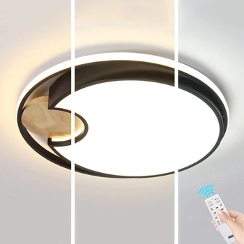 

Nordic Creative Round LED Ceiling Light Modern Solid Wood Surface Mounted 69W Ceiling Lamp Restaurant Cafe Home Hotel Decor Lamp