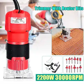

2200W Electric Hand Trimmer Wood Router 6.35mm Woodworking Laminator Carpentry Trimming Cutting Carving Machine Power Tool