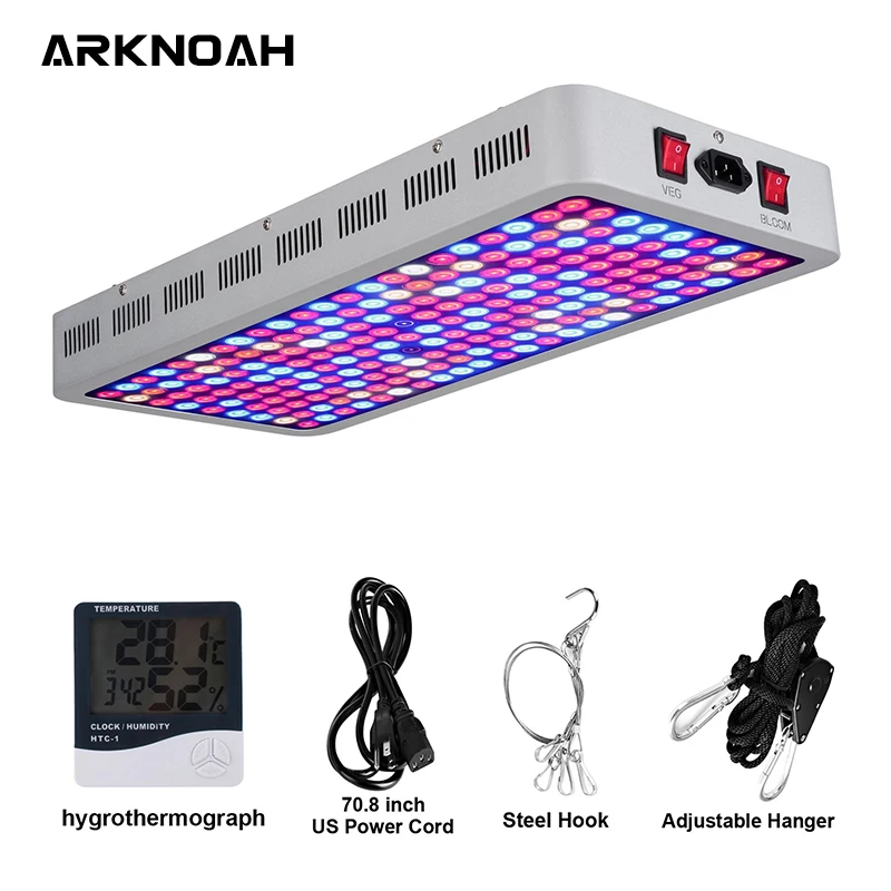 ARKNOAH 2000 Вт Светодиодный светильник для выращивания растений UV IR 8 полос полного спектра с переключателем овощей и цветов для выращивания палаток для роста растений - Испускаемый цвет: AK-GL-2000WLensSI