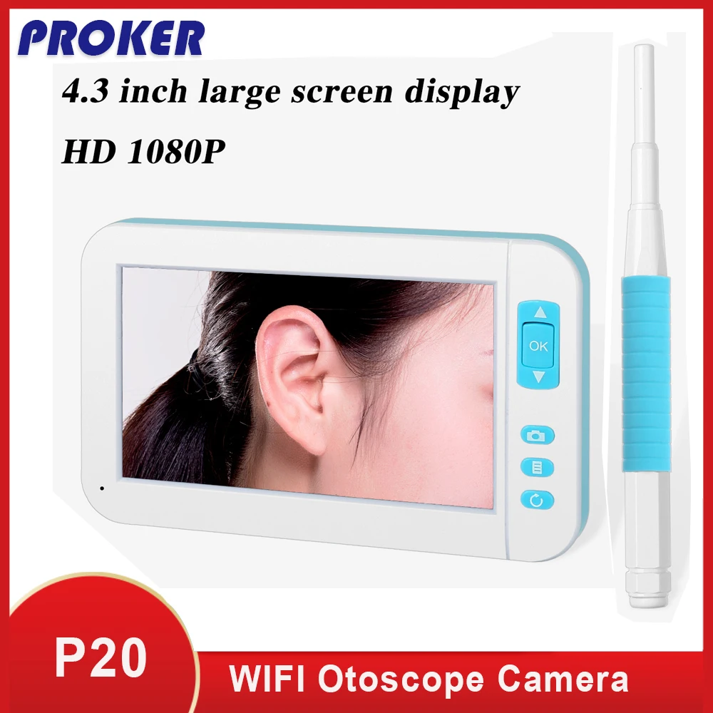 Отоскоп Proker для чистки ушей камера эндоскоп с экраном 4 3 дюйма HD TFT IPS отоскоп