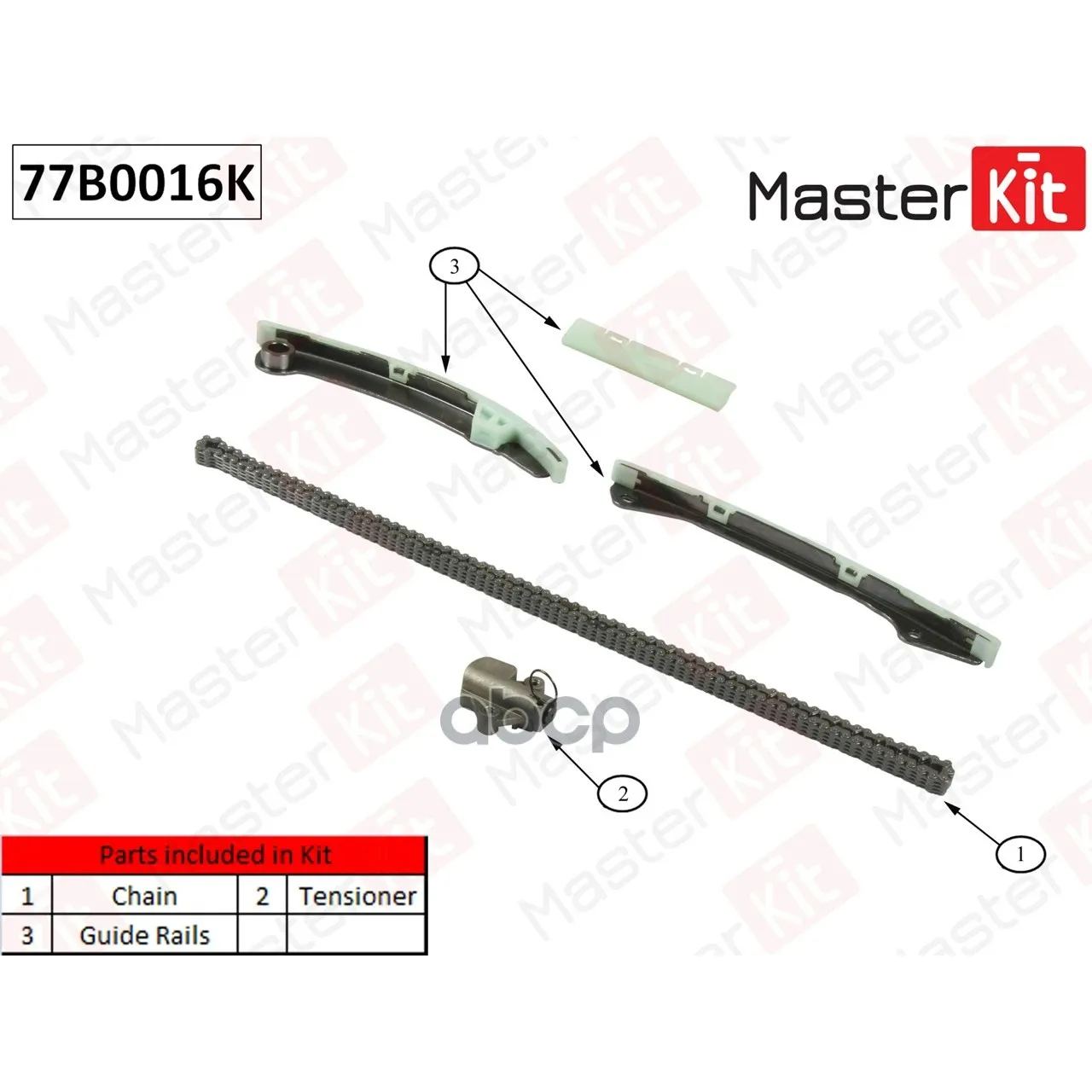Комплект Цепи Грм Nissan:X-Trail/Qashqai Mr20de 02/2007- 12/2013 MasterKit арт. 77B0016K