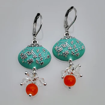 

Fashion Elegant Wind Chimes Drop Earrings Vintage Jewelry Plum Embroidered Purse Dangle Tassel Earrings for Women Best Gift