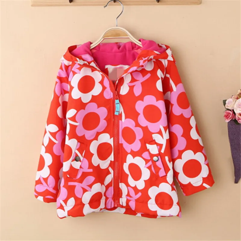 

New Toddler Coat Girls Outwear Spring Hooded Jacket Windproof Flower Cute Top Kids 2 3 4 Years Clothes Infants Exquisite Costume