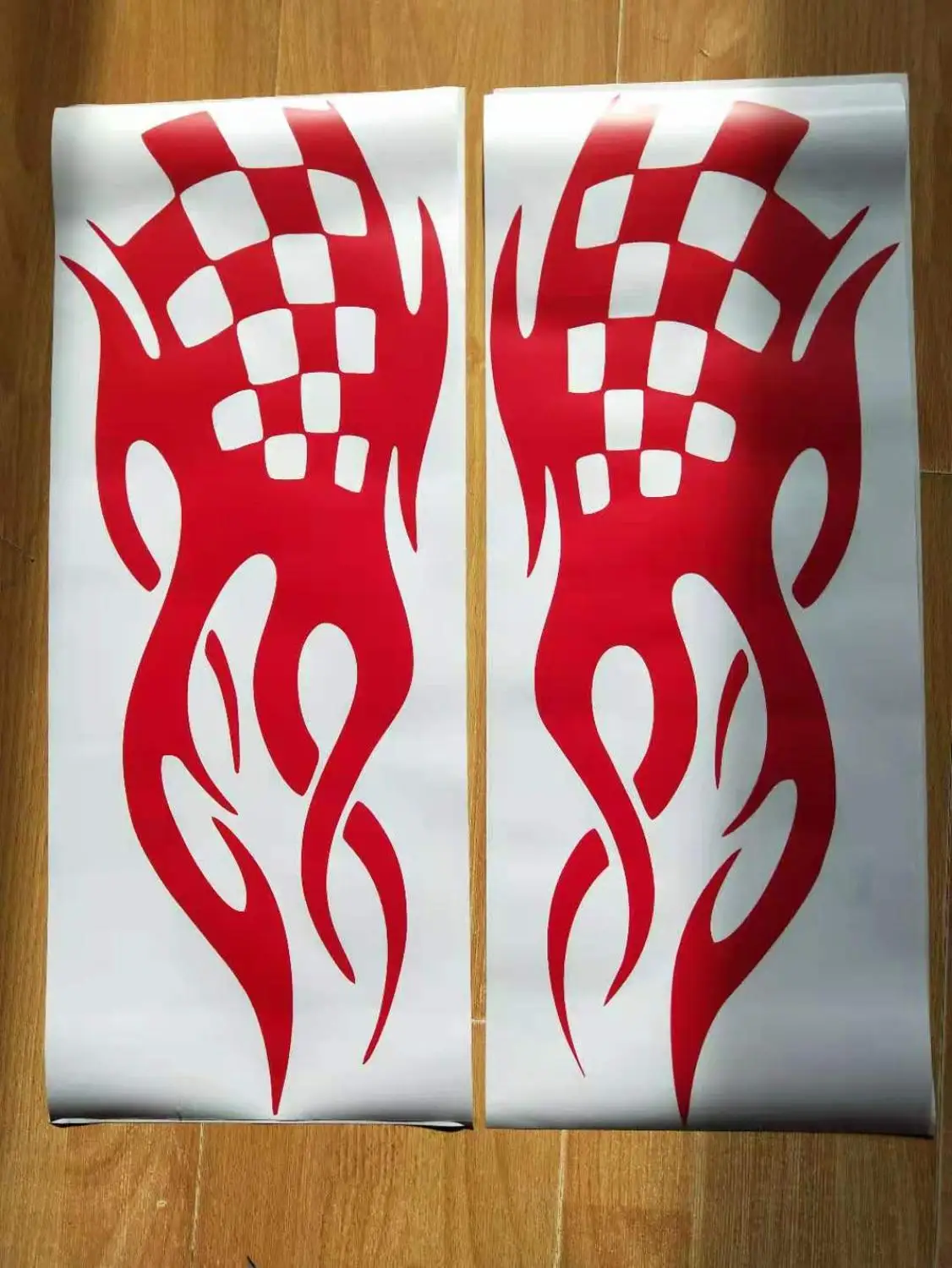  2x Large Fun Race Flag Flames Vinyl Graphics Car Side Graphics Decals Stickers