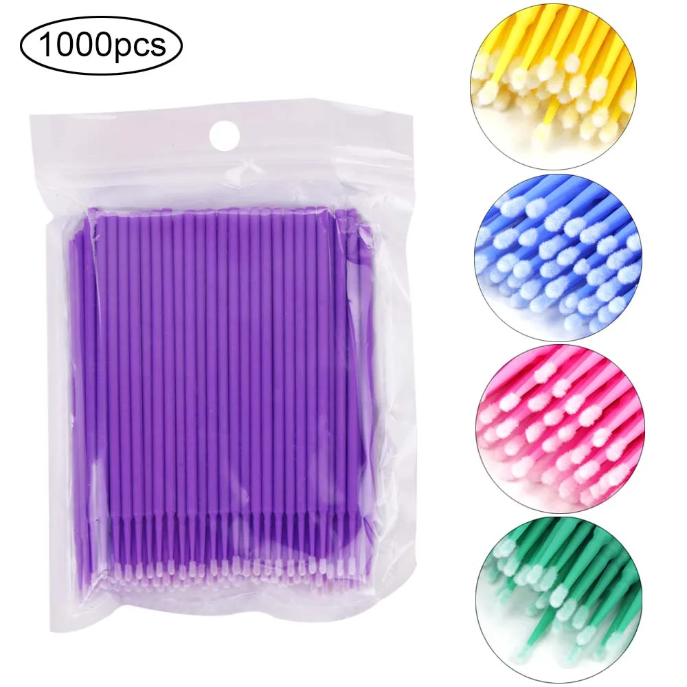

100/500/1000pcs/lot Eyelash Extension Micro Brushes Lash Disposable Cotton Swab Brush Individual Removing Applicator Makeup Tool