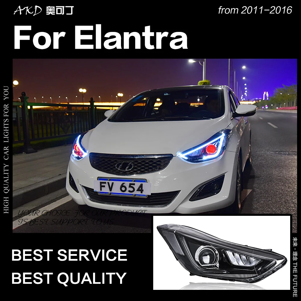 АКД стайлинга автомобилей фара для Hyundai Elantra светодиодный фар 2011 2016 дальнего