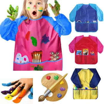 

Waterproof Unisex Art Aprons Smock Nylon Long Sleeve Kids Painting Shirt Paint Apron Girl Boy School Painting Accessory