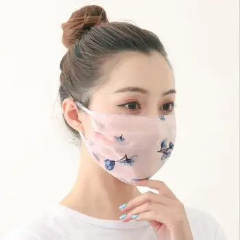 

New Summer fashion printed chiffon masks women outdoor riding thin sunscreen masks Anti-uv can be cleaned and breathable masks