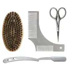 Для ухода за бородой комплект борода Расческа для бороды, из нержавеющей стали щетка шаблон гребень для укладки волос отделка чистящее средство для Для мужчин