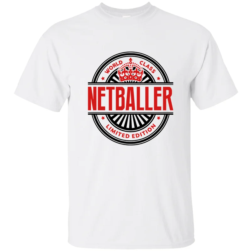 Печать мирового класса Netballer ограниченная серия футболка для мужчин мужская футболка сплошной цвет хлопок фитнес мужские топы - Цвет: White