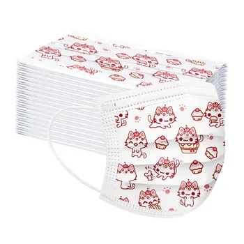 

50pcs a box Children's Cartoon Disposable Mask 3 Layer Child Kids Filter Hygiene Thicken Face Mouth Mask Earloop Fast Delievry