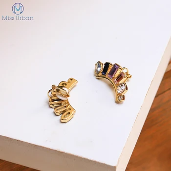 

Bohemia New Arrival Colorful Zircon Flower Clip Earrings For Women Wholesale Cute Korean Charming Apoointment Date Gift Jewelry
