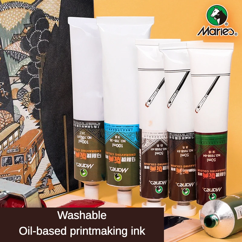 Maries50MLWashableOilbasedPrintmakingInk6colorsforArtist