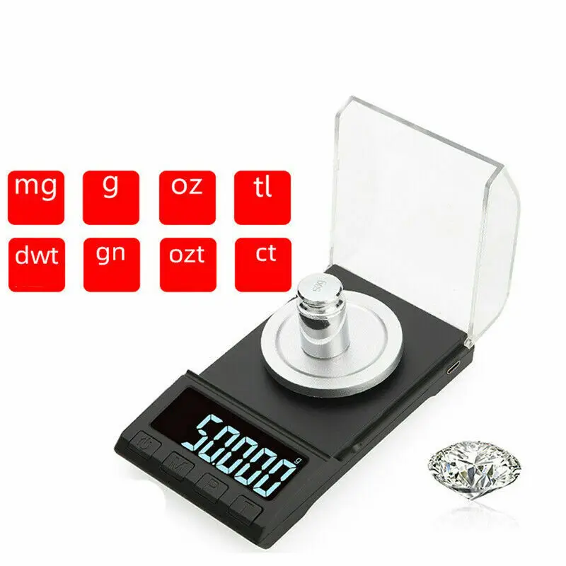 Digital Jewelry Scale 50 0.001g Kitchen Scales High-exactness USB Electronic Mini Jewelry Scale Carat Industrial Small Scale