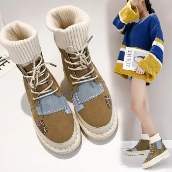 

Net red shoes 2020 Korean woolen mouth boots female students leisure autumn and winter low heel socks boots