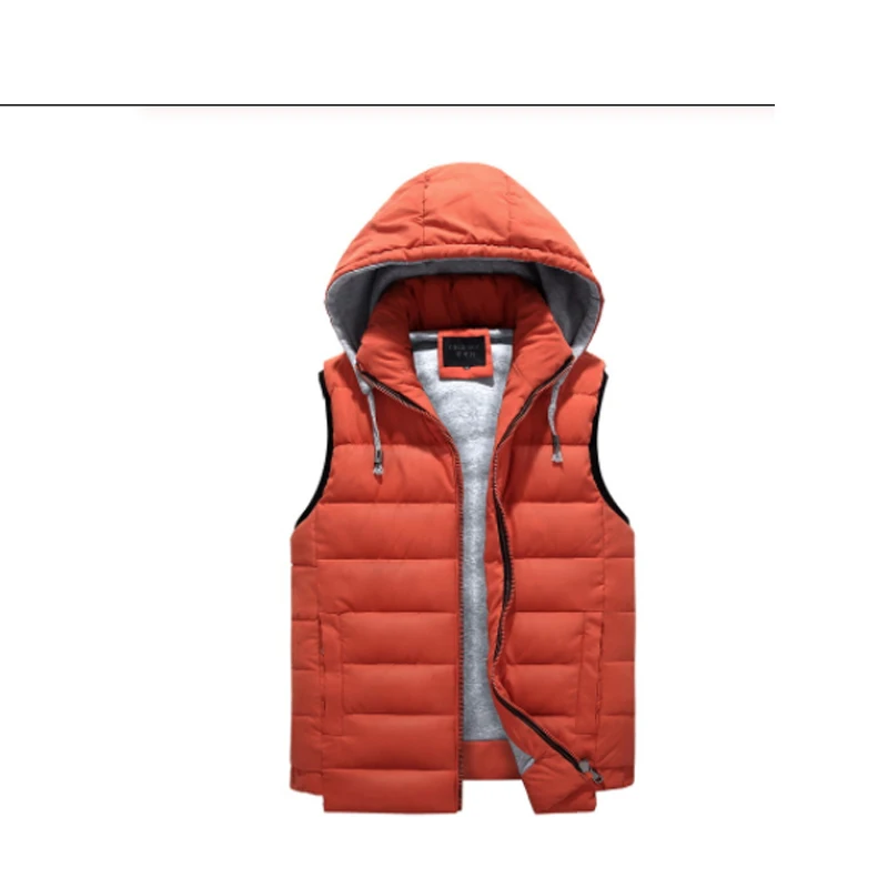 Men 4XL Parka Hooded Vest Winter Autumn New Thick Warm Casual Windbreaker Baggy Padded Outerwear Waistcoat Sleeveless Jacket