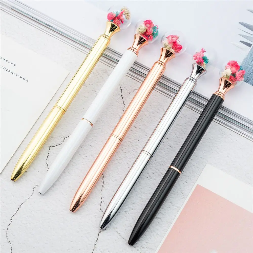 

1pc Cute Dry Flower Ballpoint Pen 1.0mm Roller Ball Pen Luxury Wedding Party Signature Pens Students Gift Office School Supplies