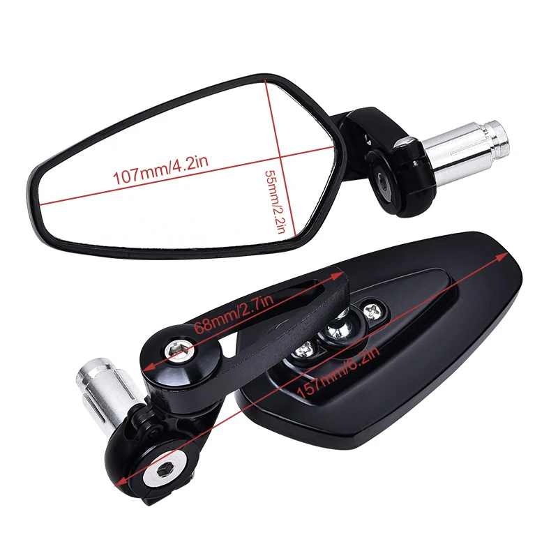SPEEDWOW 1 Set Universal Motorcycle 22mm Rearview Mirror Motorbike Bike Handlebar Rear View Mirrors Kits