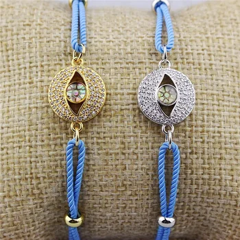 

adjustable 10pcs/lot Fashion cz bracelet,abalone shell eye connector accessories,handmade bracelet jewelry